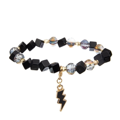 Bracelete de couro do encanto do zircão da cópia da zebra de Sexangle ajustado com o pendente especial do ábaco