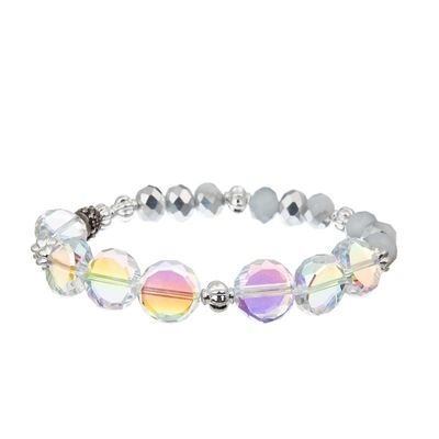 A barra de metal pavimenta grânulos que o bracelete feito a mão ajustou Gray Color Adjustable Stackable