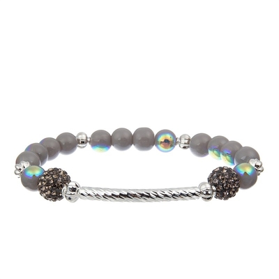 A barra de metal pavimenta grânulos que o bracelete feito a mão ajustou Gray Color Adjustable Stackable