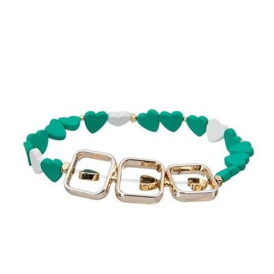 O coração pintado do hematita perlou colorido ajustável empilhado do bracelete elástico
