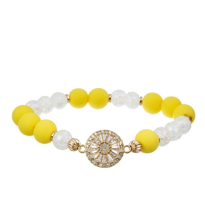 Bloco empilhável elástico tecido Boho amarelo do bracelete da borla por adolescentes