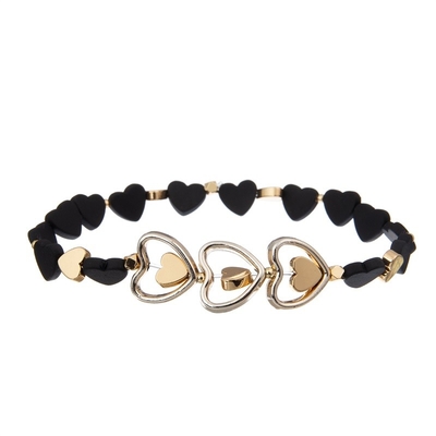 A senhora fresca Round Beads Bracelet ajustou o tamanho pequeno preto de Facted com encanto de Druzy