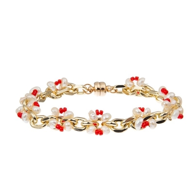 Os grânulos de pedra de imitação acorrentam para tecer Crystal Beads Bracelets Boho Style vermelho