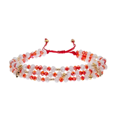 Os grânulos de pedra de imitação acorrentam para tecer Crystal Beads Bracelets Boho Style vermelho