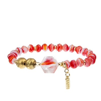 Os grânulos de pedra de imitação acorrentam para tecer Crystal Beads Bracelets Boho Style vermelho