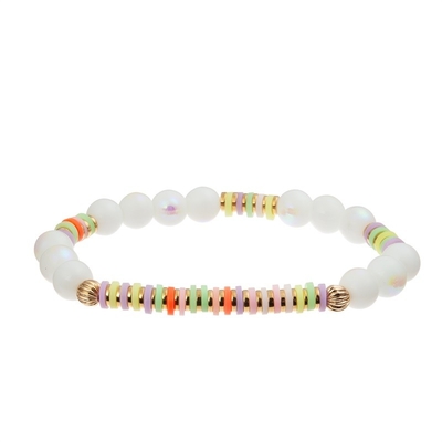 Bracelete feito a mão dos grânulos do encanto do coração do arco-íris colorido para o partido das mulheres