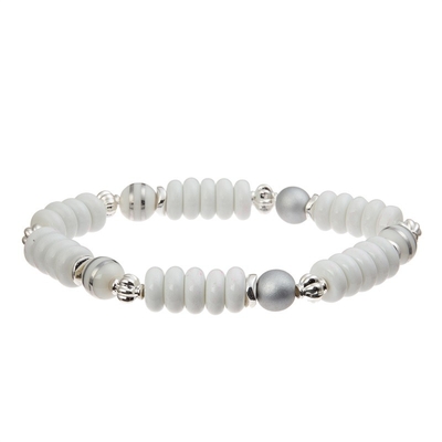 Cor de prata da faísca feito a mão do bracelete da senhora Zircon Metal Bar com mola