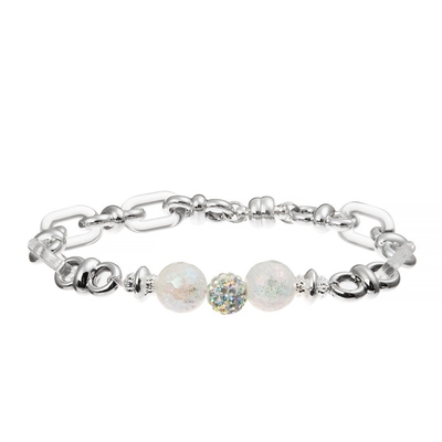 Cor de prata da faísca feito a mão do bracelete da senhora Zircon Metal Bar com mola