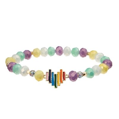 Bracelete feito a mão dos grânulos do encanto do coração do arco-íris colorido para o partido das mulheres