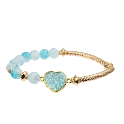O metal azul do ouro da corrente de Plactic perla o bracelete feito a mão para o partido das mulheres