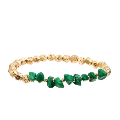 Grupo empilhável do bracelete do encanto frisado da estrela de Emerald Bracelet With Gold Metal
