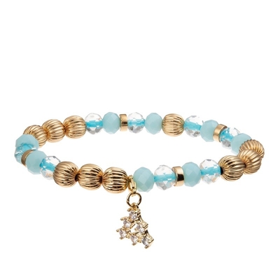 O metal azul do ouro da corrente de Plactic perla o bracelete feito a mão para o partido das mulheres