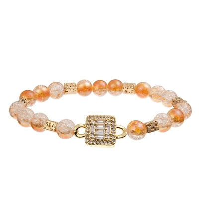 Bracelete feito a mão da senhora Orange Glass Beads com metal Bean Beads At Fall do ouro