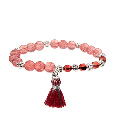 As meninas amam o bracelete do encanto do coração com o cristal vermelho de incandescência místico