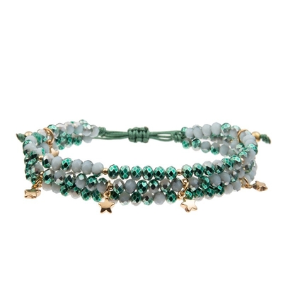 Grupo empilhável do bracelete do encanto frisado da estrela de Emerald Bracelet With Gold Metal