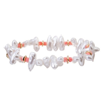 Una dão forma ao presente branco do bracelete da pérola da indicação do bracelete do estiramento da pérola da cor
