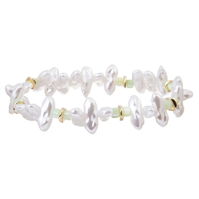 Una dão forma ao presente branco do bracelete da pérola da indicação do bracelete do estiramento da pérola da cor