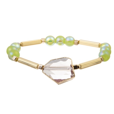 Bracelete ajustável de S de Crystal Charm Women claro ' com a barra de metal da borda do ouro