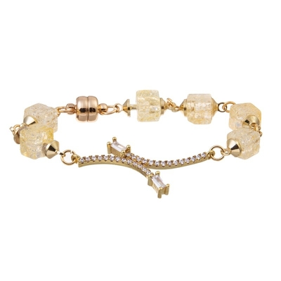 Crystal Beaded branco 6,5&quot; bracelete frisado ajustável ajustou o presente para ela