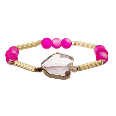 Bracelete ajustável de S de Crystal Charm Women claro ' com a barra de metal da borda do ouro
