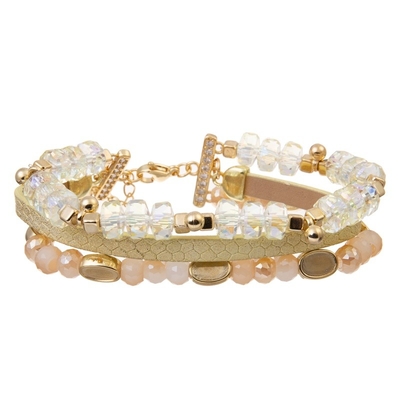 Crystal Beaded branco 6,5&quot; bracelete frisado ajustável ajustou o presente para ela