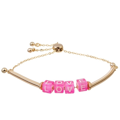 A carta de amor cor-de-rosa dos braceletes de corrente do ouro de Boho perla Hypoallergenic ajustável