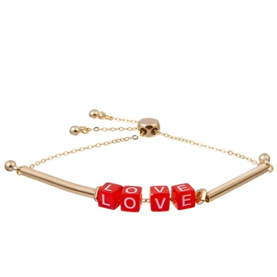 A carta de amor vermelha da corrente do ouro de Boho perla braceletes da relação ajustável para unisex
