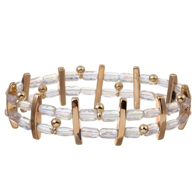 Bracelete empilhável feito a mão Mini Glass Seed Bead Stretchy Crystal Dainty