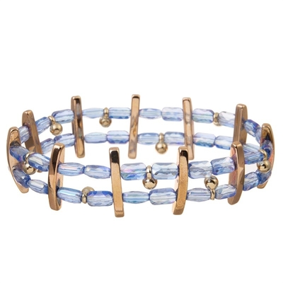 Grânulo de vidro azul Crystal Bracelets Dainty Stackable Handmade elástico da semente