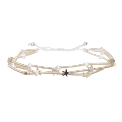 Os multi grânulos de Boho prateiam o bracelete elástico frisado empilhável para a forma da mola