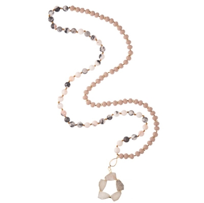 Da colar Multilayer semi preciosa da corrente do pendente de Druzy a flor frisada feito a mão deu forma