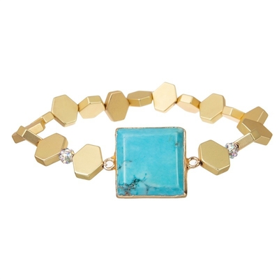 Pilha azul de turquesa de Boêmia bracelete elástico frisado da multi para a forma do verão