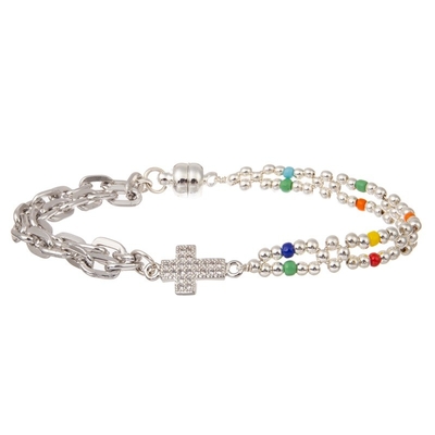 Os multi grânulos de Boho prateiam o bracelete elástico frisado empilhável para a forma da mola