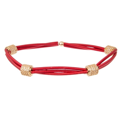 Bracelete elástico frisado empilhável vermelho do metal do ouro do vintage para a forma da mola