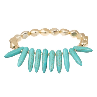 Pilha azul de turquesa de Boêmia bracelete elástico frisado da multi para a forma do verão
