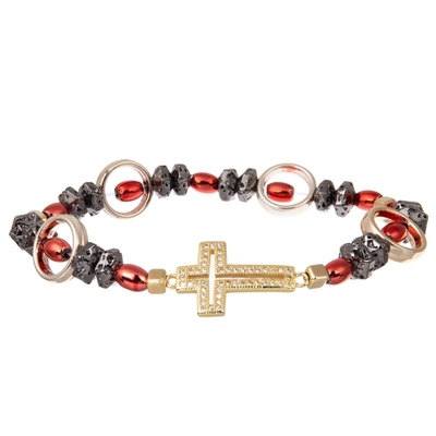 Bracelete elástico frisado empilhável vermelho do metal do ouro do vintage para a forma da mola