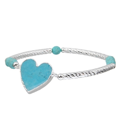 Presente dado forma da saúde mental do amor do bracelete do relevo da ansiedade de turquesa coração natural