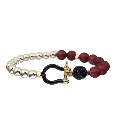 Profundo - a semente vermelha perlou o empilhamento de nylon elástico unisex da linha dos braceletes