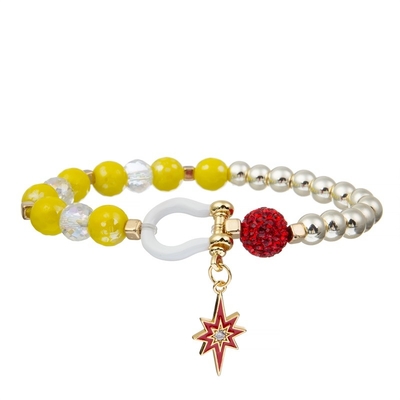 O vidro amarelo perlou o empilhamento da linha de nylon elástico unisex dos braceletes