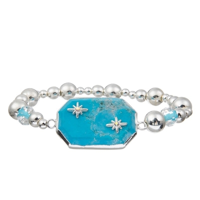 Bracelete natural do relevo da ansiedade de turquesa das estrelas de prata