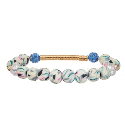 O silicone da listra da zebra perla a barra que de metal do ouro o bracelete elástico feito a mão ajustou a cor de Mulit