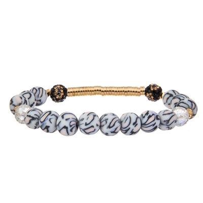 O silicone da listra da zebra perla a barra que de metal do ouro o bracelete elástico feito a mão ajustou a cor de Mulit