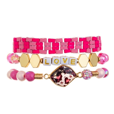 Tila pintado vermelho perla o bracelete feito a mão dos grânulos ajustável para a mulher