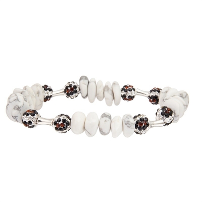 Braceletes da senhora White Natural Turquoise personalizados com a bola da rocha do brilho