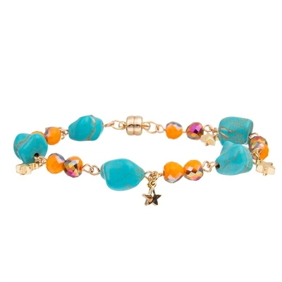 Turquesa azul Crystal Bracelets With Magnetic Button elástico da irregularidade