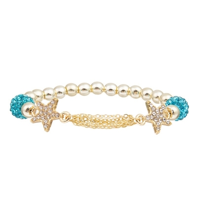 Bracelete ajustável dos grânulos feitos a mão elásticos da amizade da estrela do ouro para o presente
