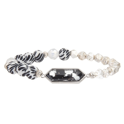 O hematita chapeado tira perla braceletes com folha de prata Crystal Charm