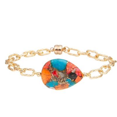 O brilho Turqupise perla o bracelete de corrente do ouro