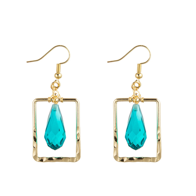 A gota de Crystal Glass Handmade Beaded Earring deu forma a azul/verde