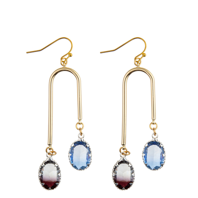 Multi brincos da gota do gancho de Crystal Dangle Earrings Oval Zircon da cor